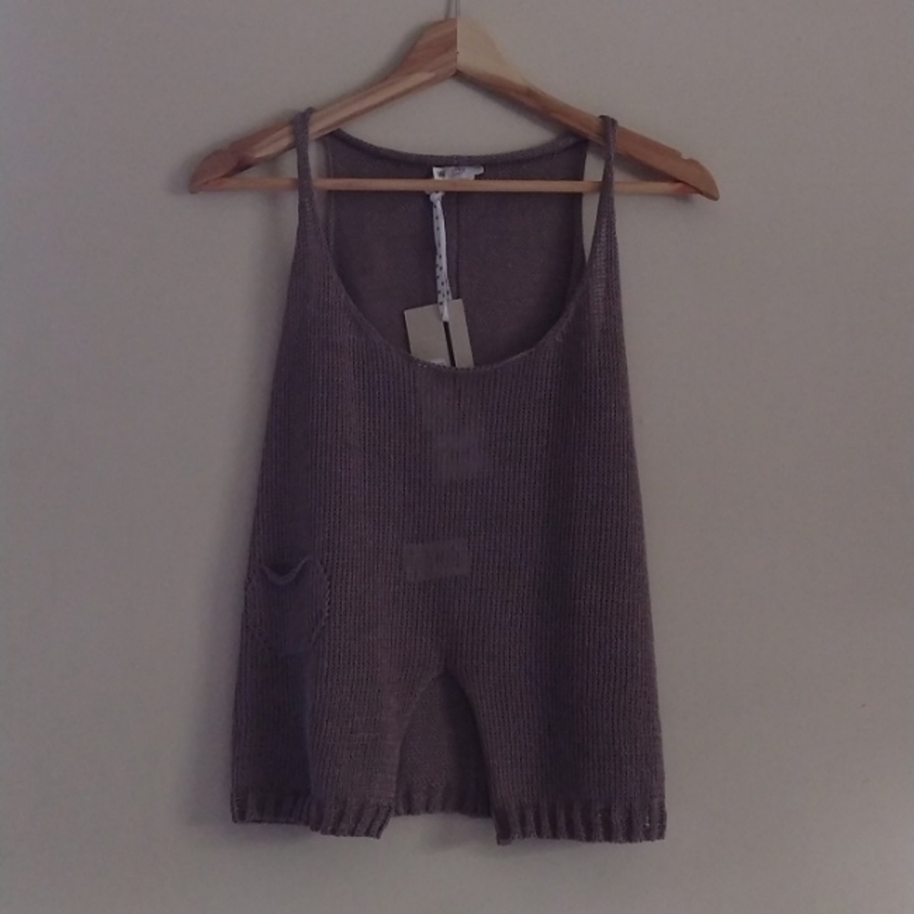 Crea Concept Mauve 100% Linen Tank Top